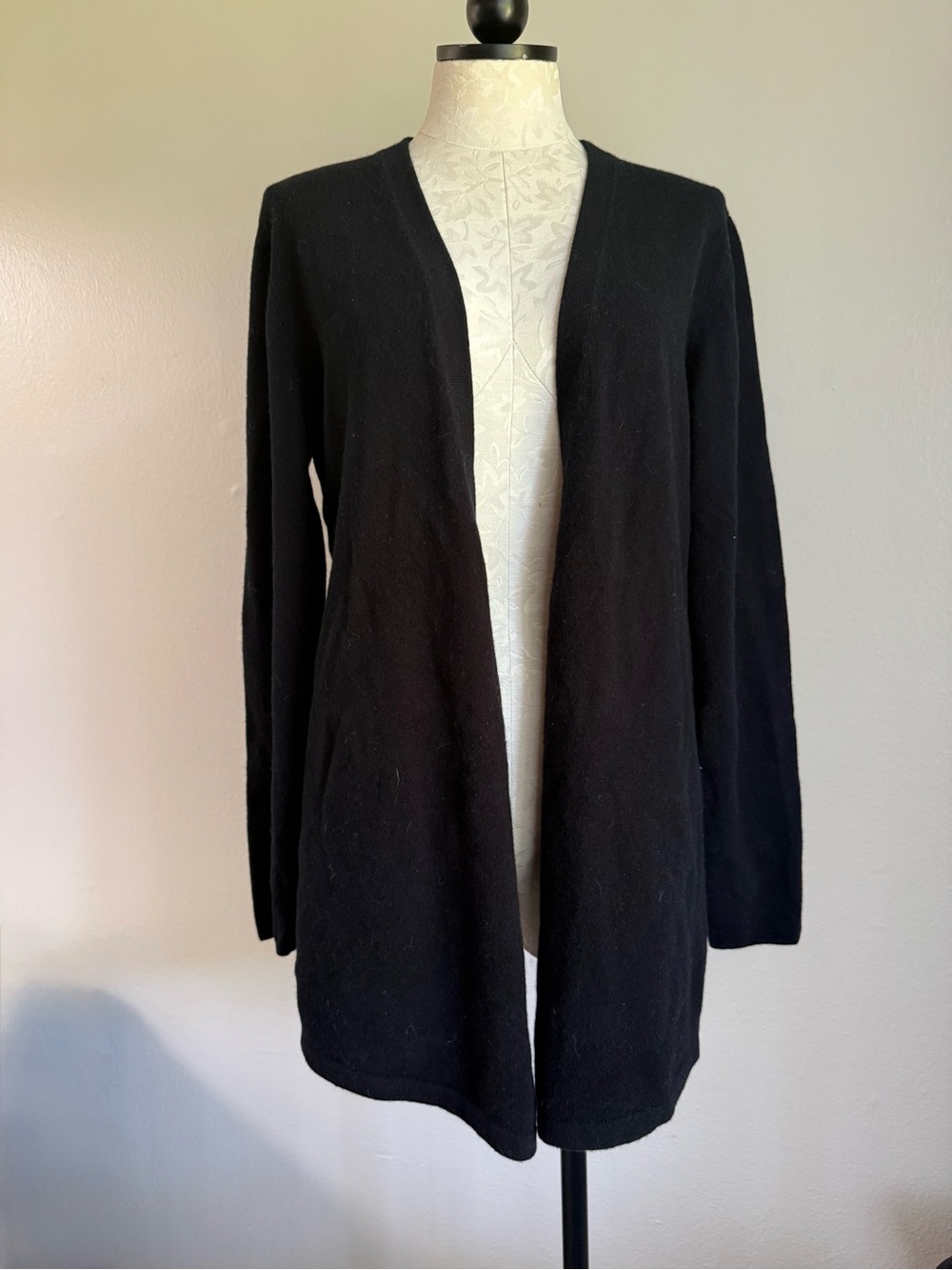NWT State Fusio Black Long Cardigan Sweater 100% Premium Wool XL Extra Large
